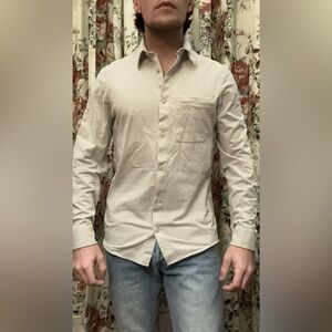 Lululemon Athletica Men’s Beige Casual Button-Down Commission Long-Sleeve Shirt